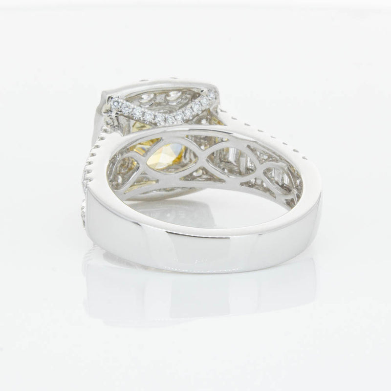 18ct White Gold Cushion Cut Yellow Diamond Ring-Ring-Walker & Hall