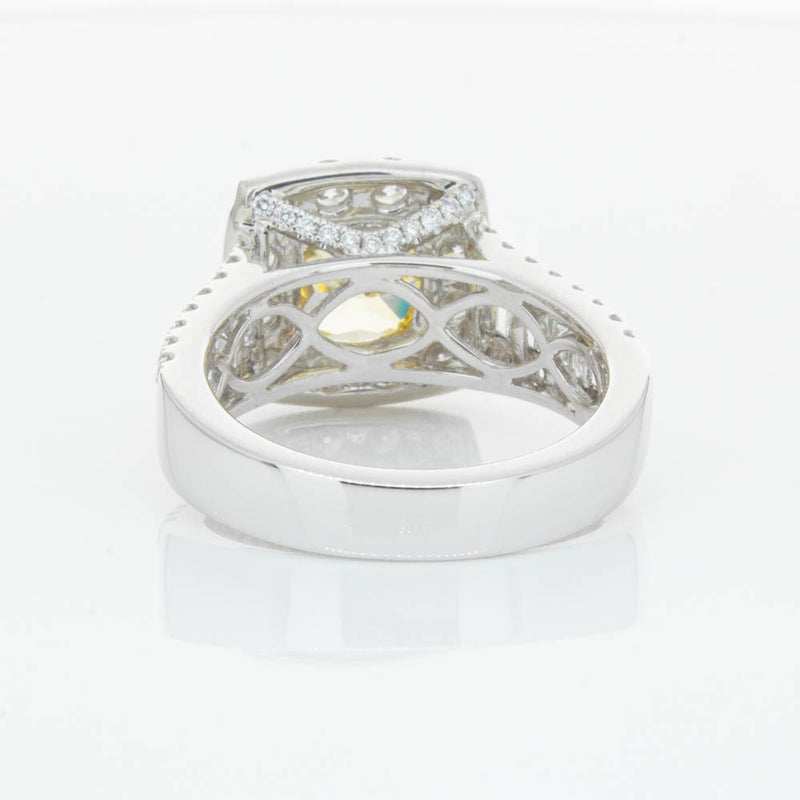 18ct White Gold Cushion Cut Yellow Diamond Ring-Ring-Walker & Hall