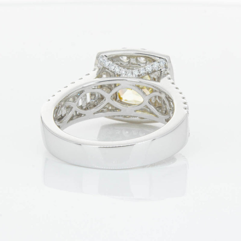 18ct White Gold Cushion Cut Yellow Diamond Ring-Ring-Walker & Hall