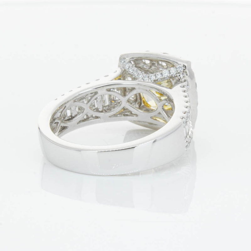 18ct White Gold Cushion Cut Yellow Diamond Ring-Ring-Walker & Hall