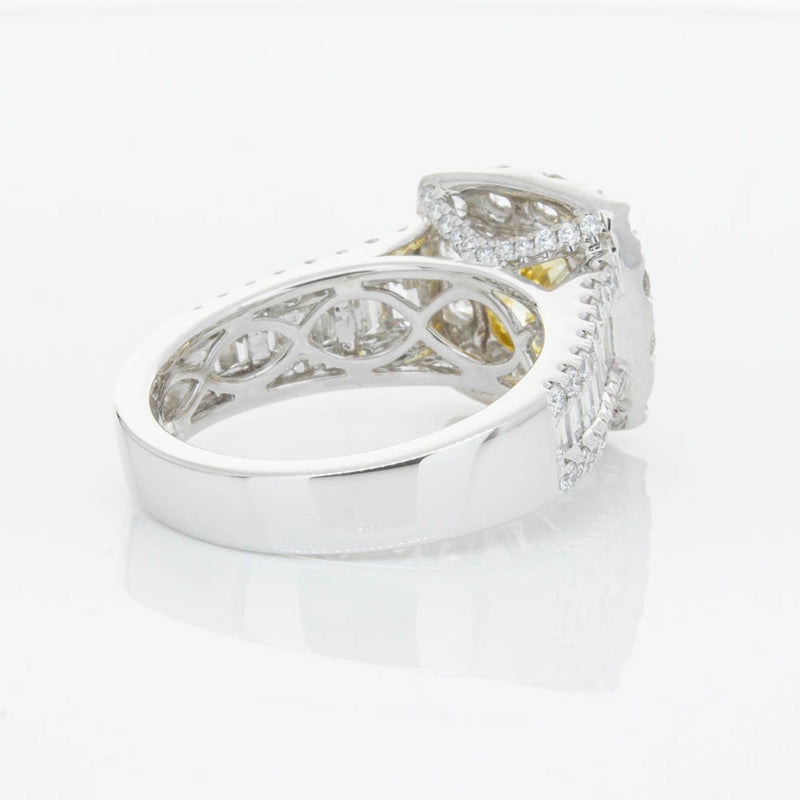 18ct White Gold Cushion Cut Yellow Diamond Ring-Ring-Walker & Hall