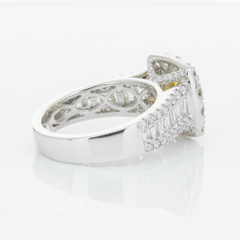 18ct White Gold Cushion Cut Yellow Diamond Ring-Ring-Walker & Hall