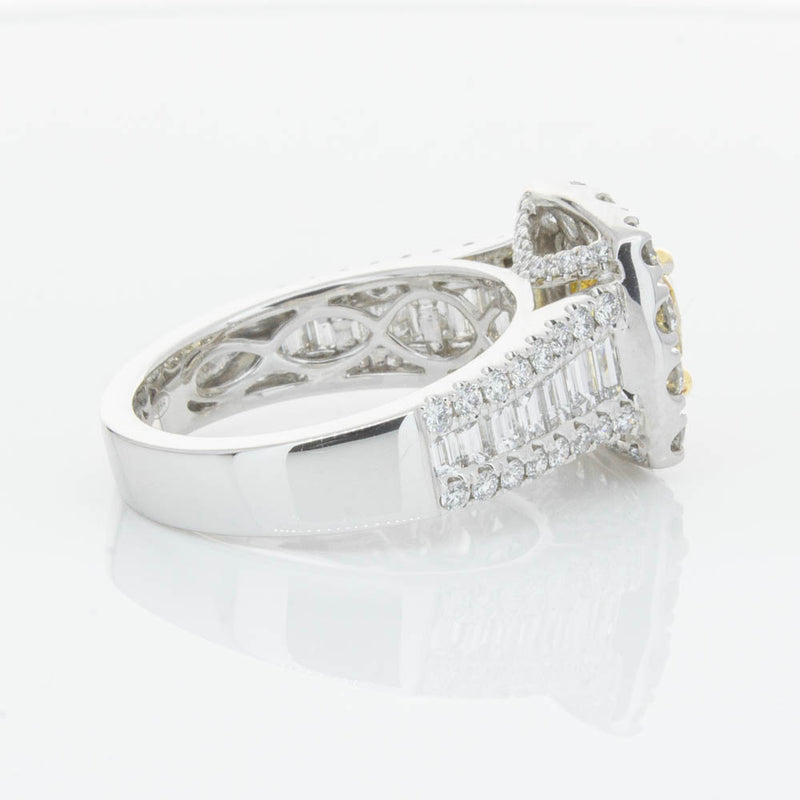 18ct White Gold Cushion Cut Yellow Diamond Ring-Ring-Walker & Hall