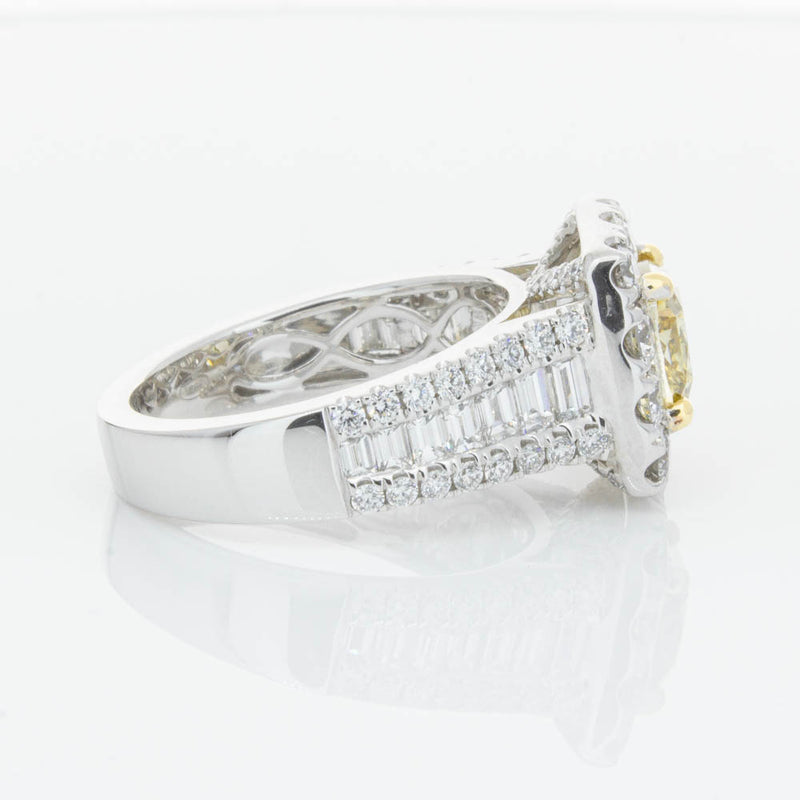 18ct White Gold Cushion Cut Yellow Diamond Ring-Ring-Walker & Hall