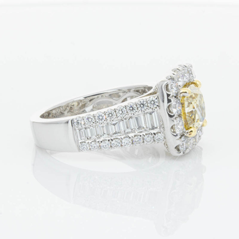 18ct White Gold Cushion Cut Yellow Diamond Ring-Ring-Walker & Hall
