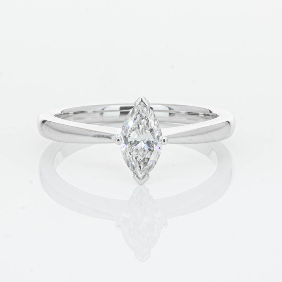 18ct White Gold .50ct Marquise Cut Diamond Royale Ring-Ring-Walker & Hall