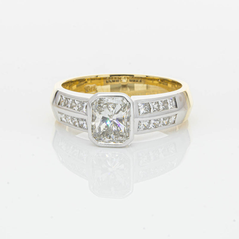 Deja Vu 18ct Yellow Gold 1.40ct Radiant Cut Diamond Ring-Ring-Walker & Hall