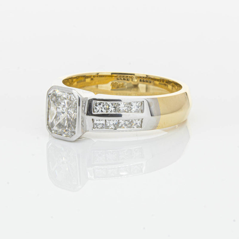 Deja Vu 18ct Yellow Gold 1.40ct Radiant Cut Diamond Ring-Ring-Walker & Hall
