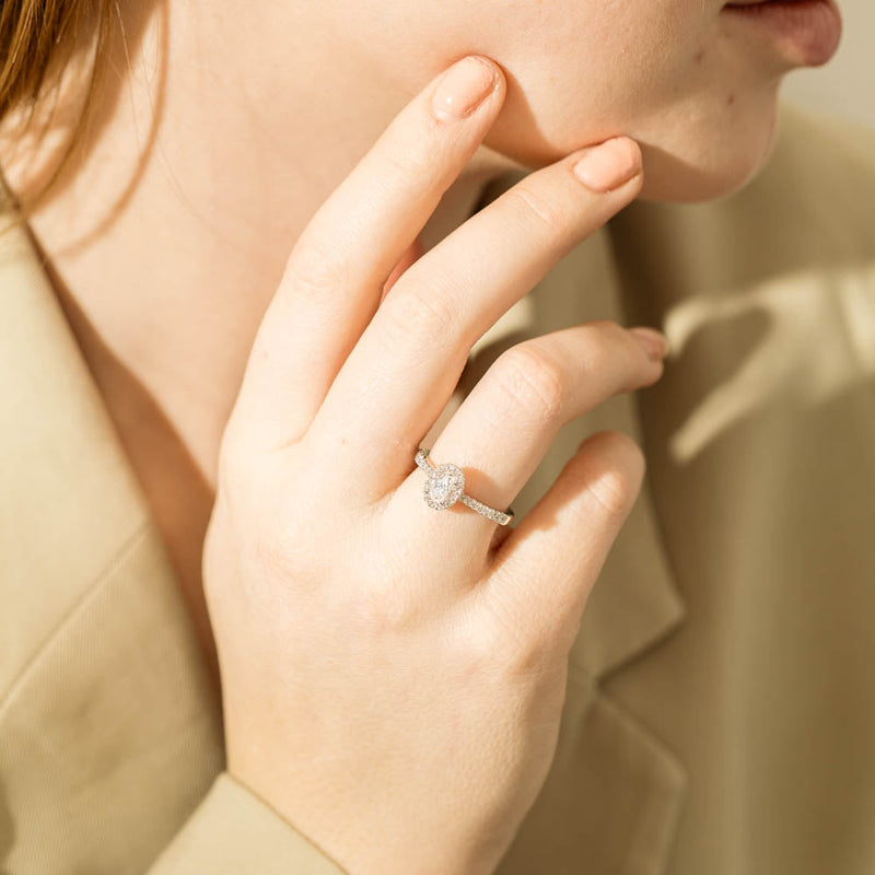 18ct White Gold .50ct Oval Cut Diamond Lola Ring-Ring-Walker & Hall