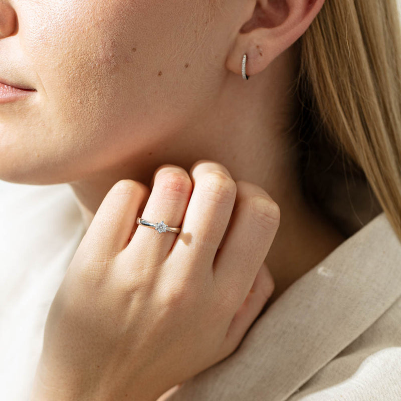 Deja Vu Platinum .34ct Diamond Solitaire Ring-Ring-Walker & Hall