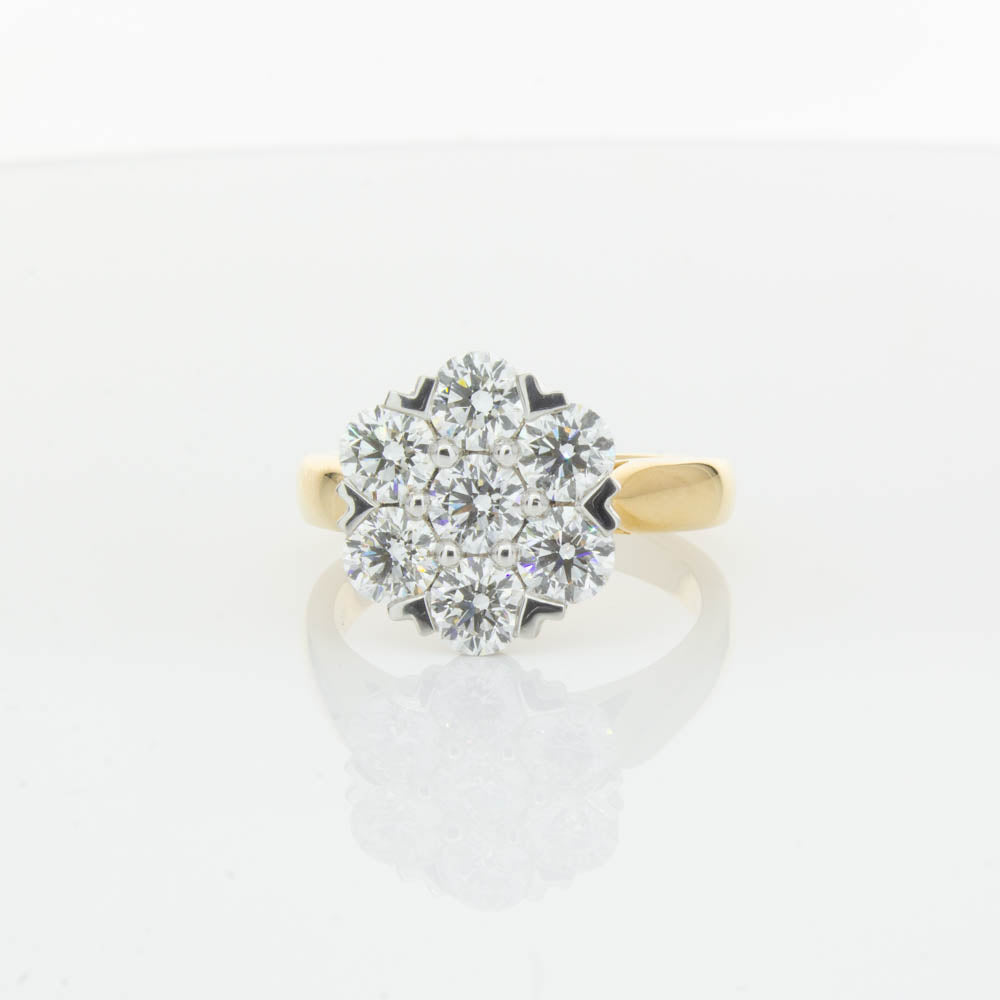 18ct Yellow Gold 2.10ct Diamond Lotus Ring-Ring-Walker & Hall