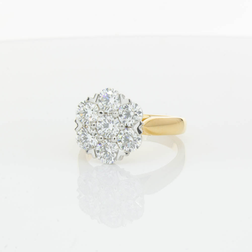 18ct Yellow Gold 2.10ct Diamond Lotus Ring-Ring-Walker & Hall