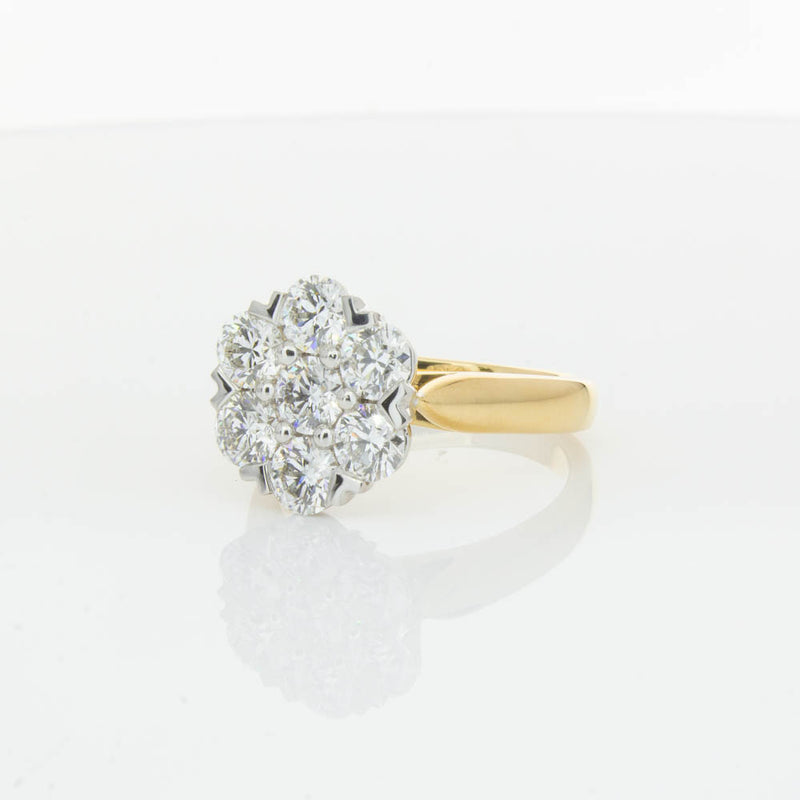 18ct Yellow Gold 2.10ct Diamond Lotus Ring-Ring-Walker & Hall
