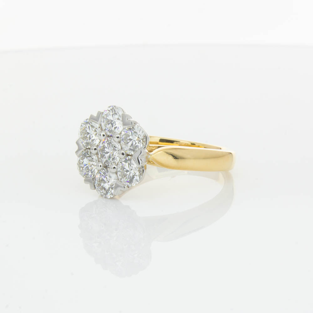 18ct Yellow Gold 2.10ct Diamond Lotus Ring-Ring-Walker & Hall