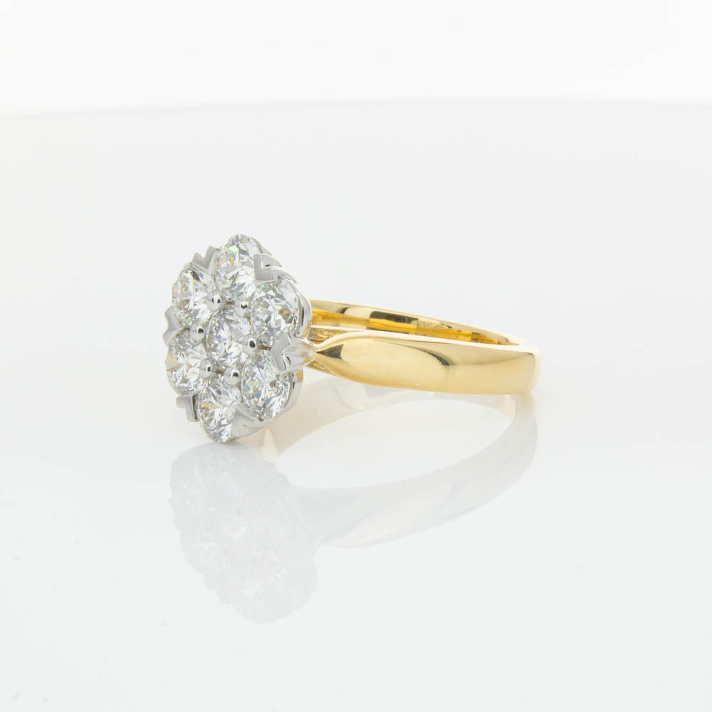 18ct Yellow Gold 2.10ct Diamond Lotus Ring-Ring-Walker & Hall