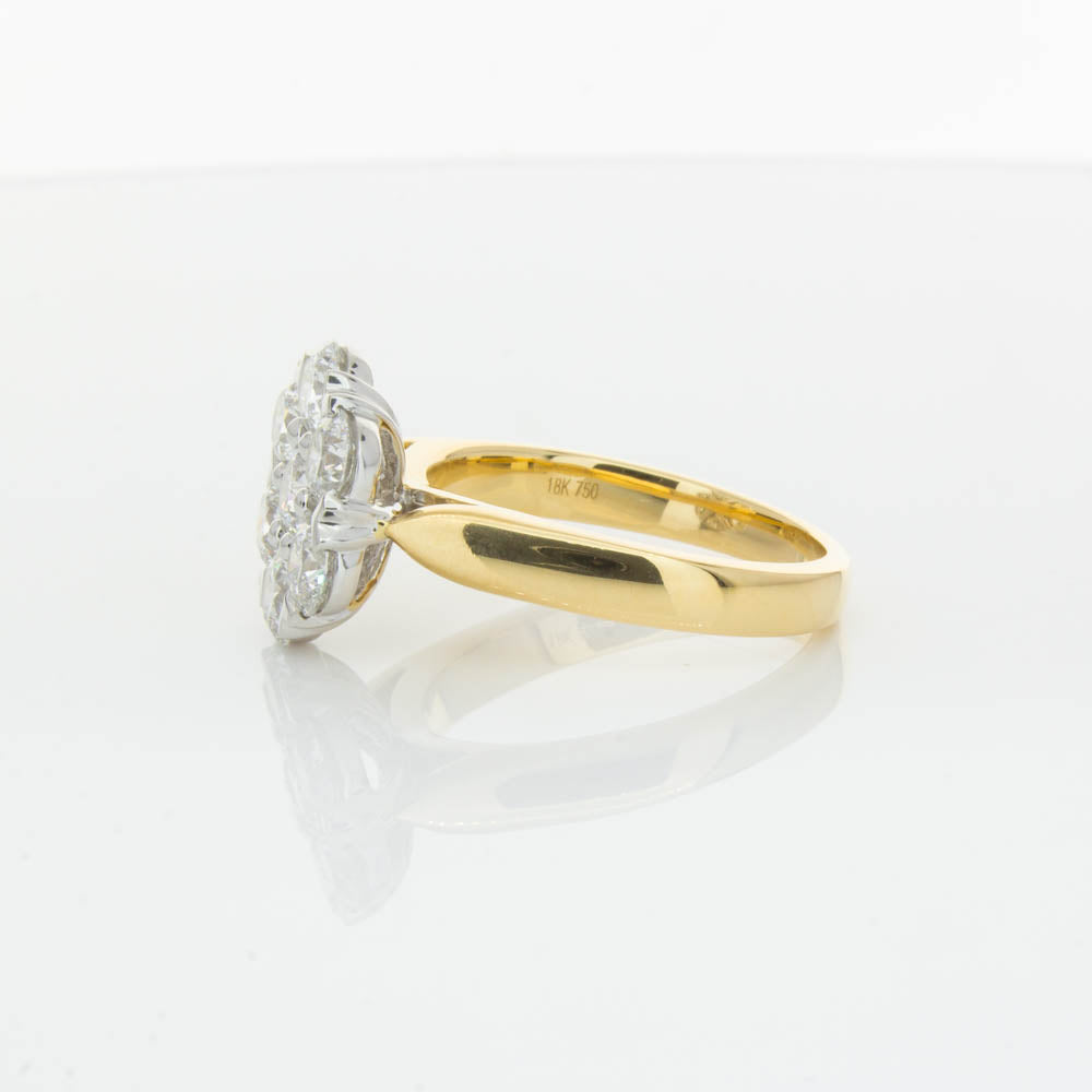 18ct Yellow Gold 2.10ct Diamond Lotus Ring-Ring-Walker & Hall