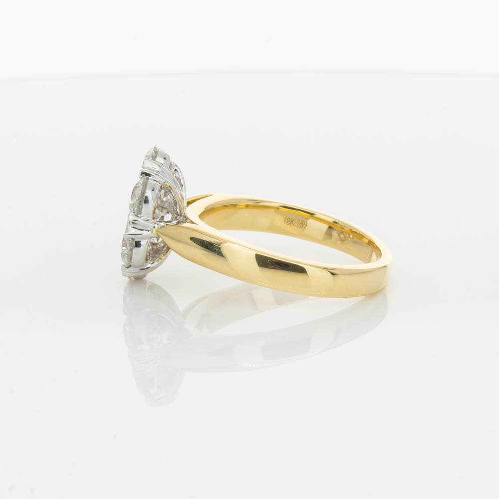 18ct Yellow Gold 2.10ct Diamond Lotus Ring-Ring-Walker & Hall