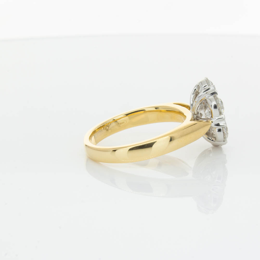 18ct Yellow Gold 2.10ct Diamond Lotus Ring-Ring-Walker & Hall