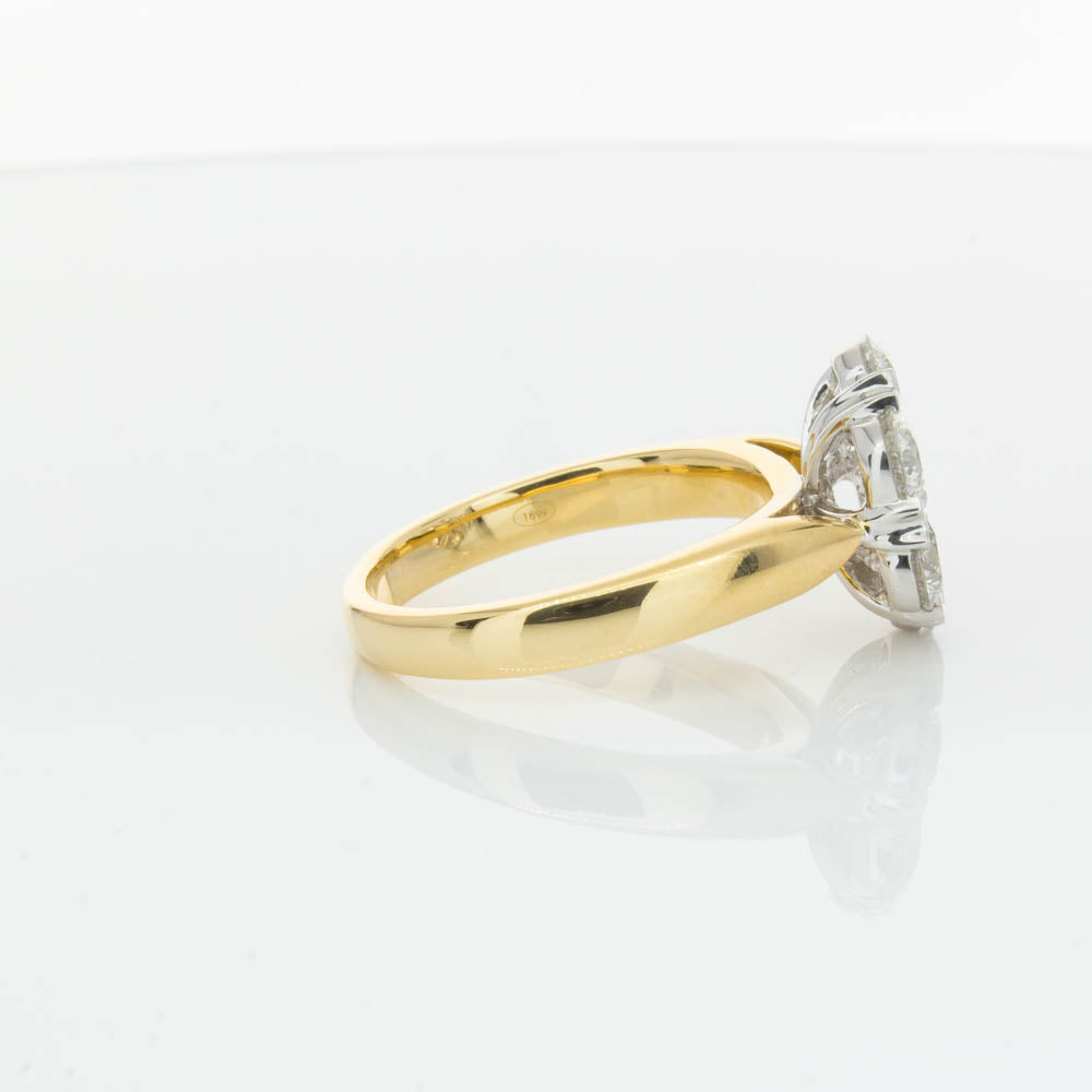 18ct Yellow Gold 2.10ct Diamond Lotus Ring-Ring-Walker & Hall
