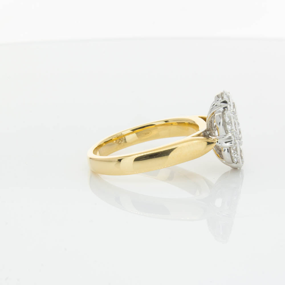 18ct Yellow Gold 2.10ct Diamond Lotus Ring-Ring-Walker & Hall