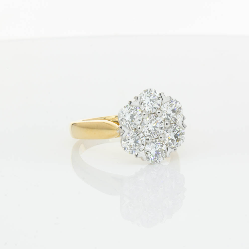 18ct Yellow Gold 2.10ct Diamond Lotus Ring-Ring-Walker & Hall