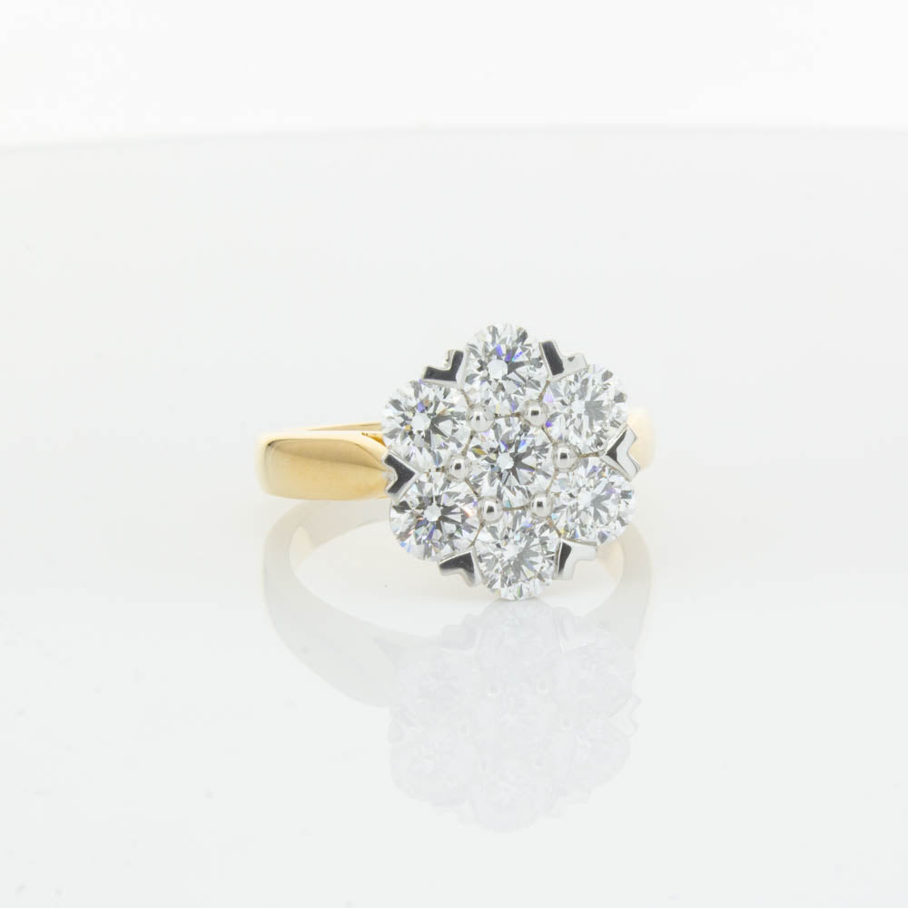 18ct Yellow Gold 2.10ct Diamond Lotus Ring-Ring-Walker & Hall