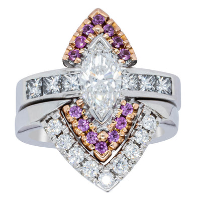 Deja Vu 18ct White Gold Diamond & Pink Sapphire Ring & Band-Ring-Walker & Hall