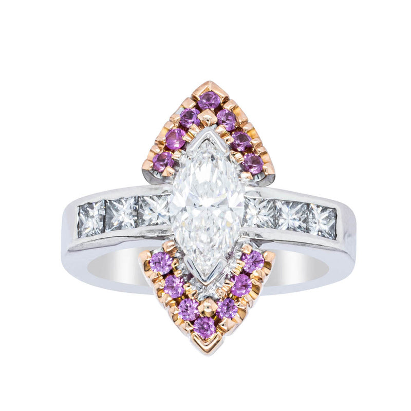 Deja Vu 18ct White Gold Diamond & Pink Sapphire Ring & Band-Ring-Walker & Hall