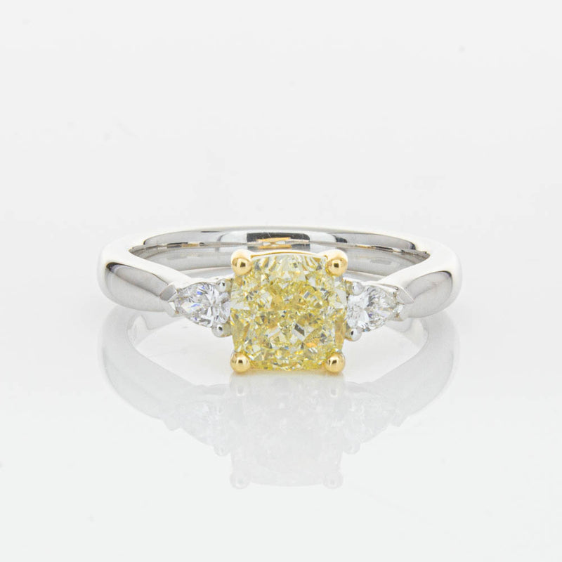 18ct White Gold 1.73ct Cushion Cut Yellow Diamond Ayla Ring-Ring-Walker & Hall