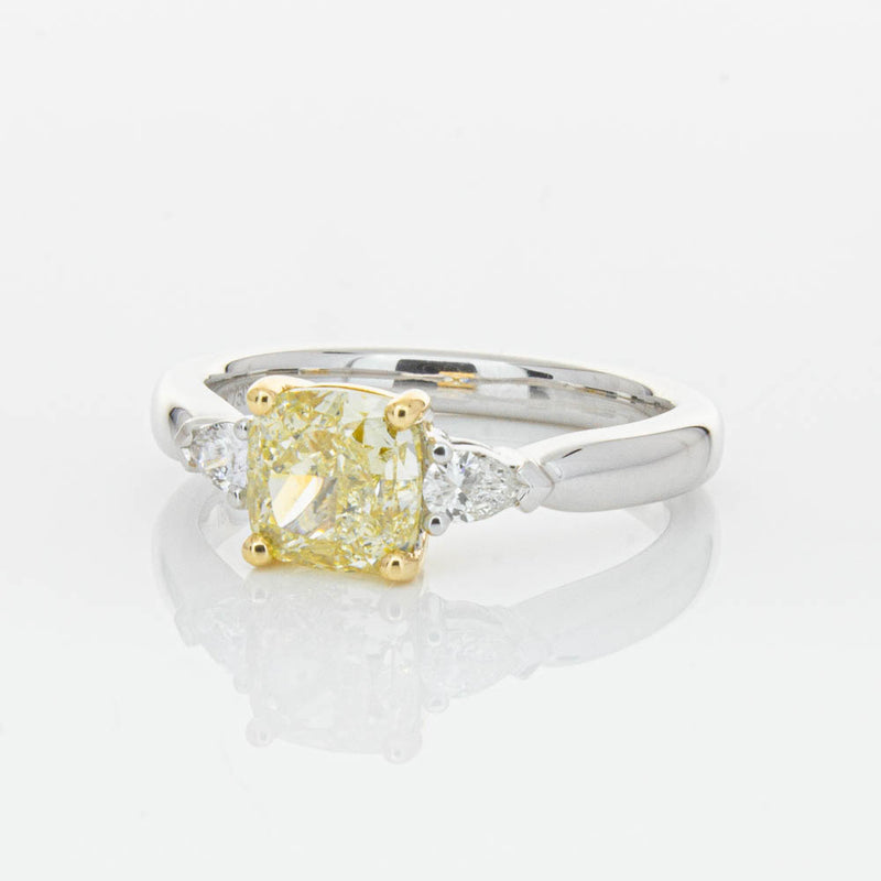18ct White Gold 1.73ct Cushion Cut Yellow Diamond Ayla Ring-Ring-Walker & Hall