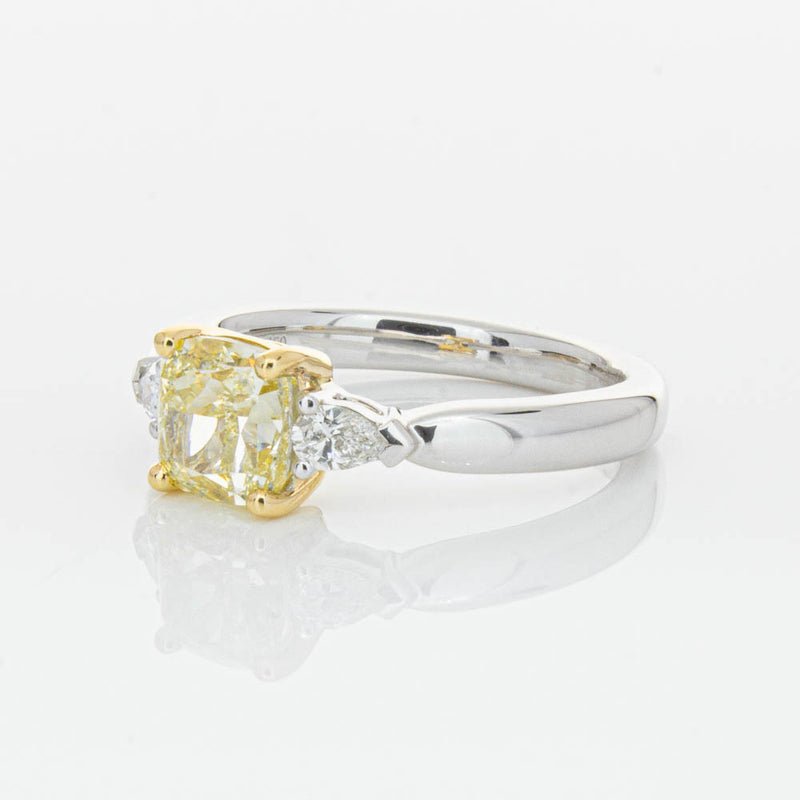 18ct White Gold 1.73ct Cushion Cut Yellow Diamond Ayla Ring-Ring-Walker & Hall