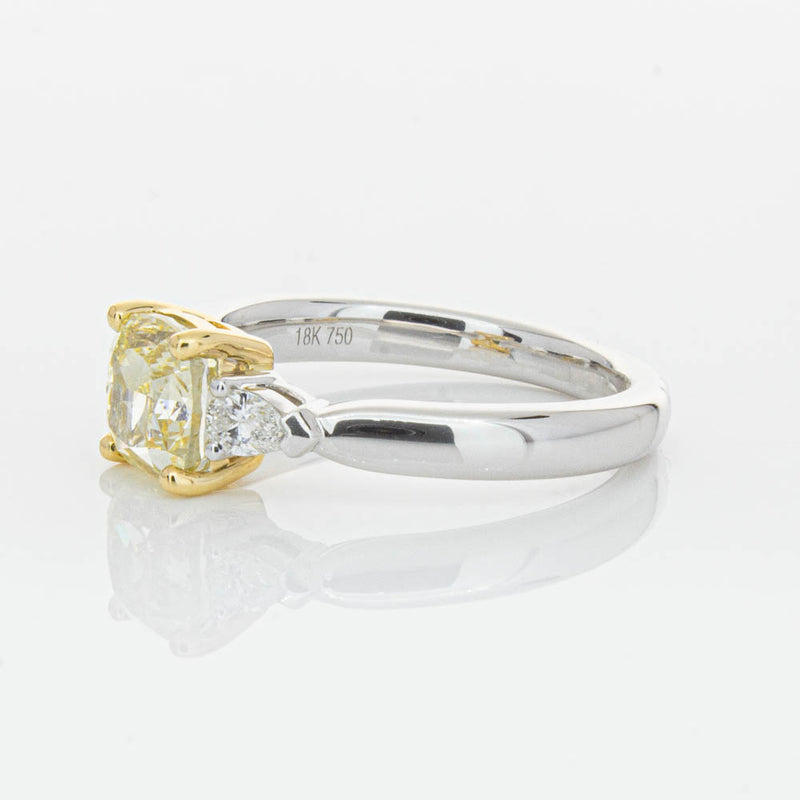 18ct White Gold 1.73ct Cushion Cut Yellow Diamond Ayla Ring-Ring-Walker & Hall