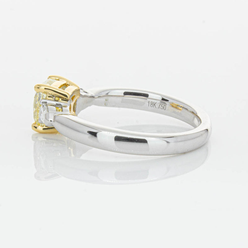 18ct White Gold 1.73ct Cushion Cut Yellow Diamond Ayla Ring-Ring-Walker & Hall