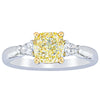18ct White Gold 1.73ct Cushion Cut Yellow Diamond Ayla Ring-Ring-Walker & Hall