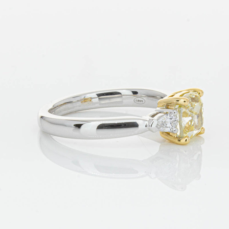 18ct White Gold 1.73ct Cushion Cut Yellow Diamond Ayla Ring-Ring-Walker & Hall