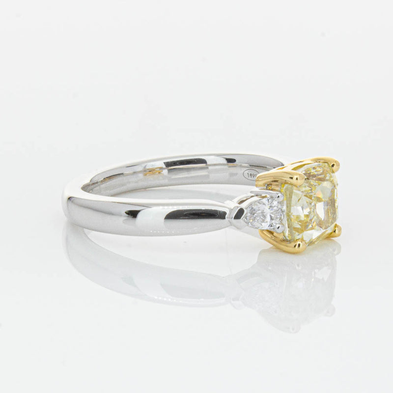 18ct White Gold 1.73ct Cushion Cut Yellow Diamond Ayla Ring-Ring-Walker & Hall