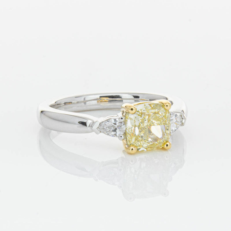 18ct White Gold 1.73ct Cushion Cut Yellow Diamond Ayla Ring-Ring-Walker & Hall