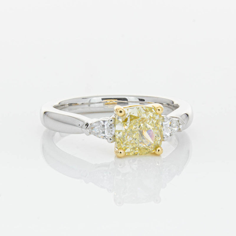 18ct White Gold 1.73ct Cushion Cut Yellow Diamond Ayla Ring-Ring-Walker & Hall