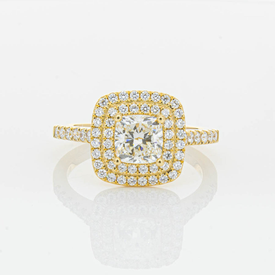 18ct Yellow Gold Cushion Cut Diamond Rosa Ring-Ring-Walker & Hall