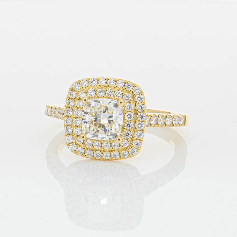 18ct Yellow Gold Cushion Cut Diamond Rosa Ring-Ring-Walker & Hall