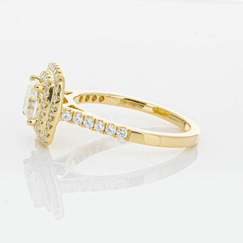 18ct Yellow Gold Cushion Cut Diamond Rosa Ring-Ring-Walker & Hall