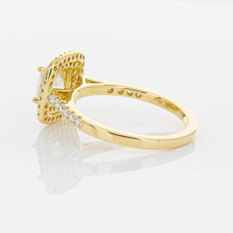 18ct Yellow Gold Cushion Cut Diamond Rosa Ring-Ring-Walker & Hall