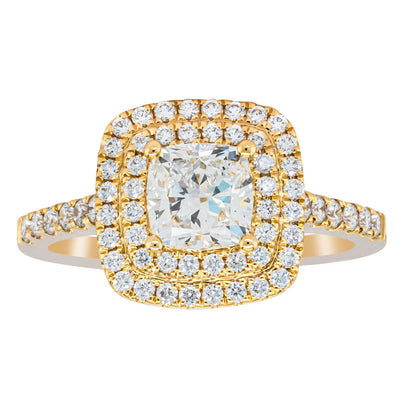 18ct Yellow Gold Cushion Cut Diamond Rosa Ring-Ring-Walker & Hall