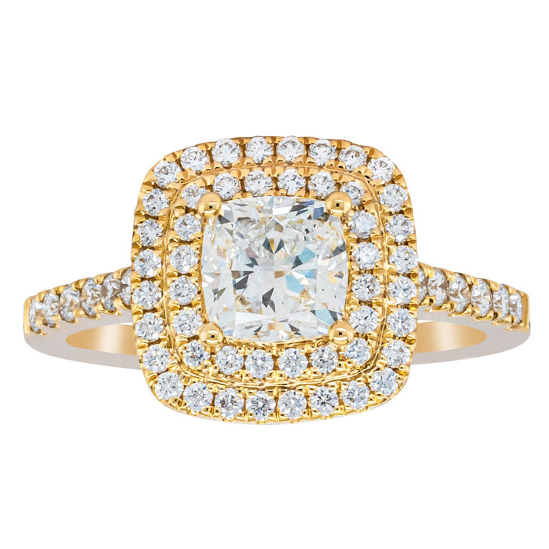 18ct Yellow Gold Cushion Cut Diamond Rosa Ring-Ring-Walker & Hall