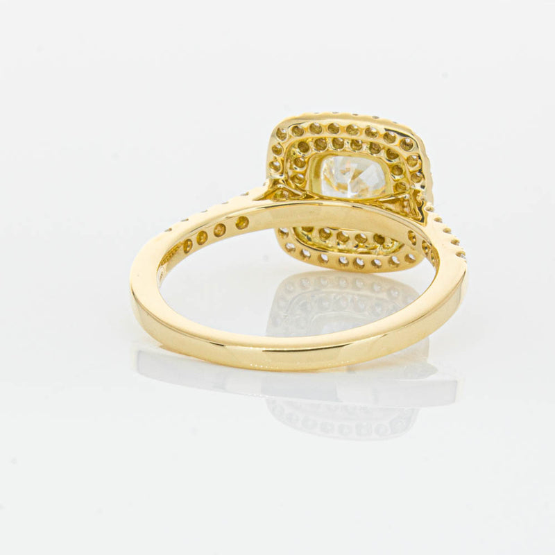 18ct Yellow Gold Cushion Cut Diamond Rosa Ring-Ring-Walker & Hall