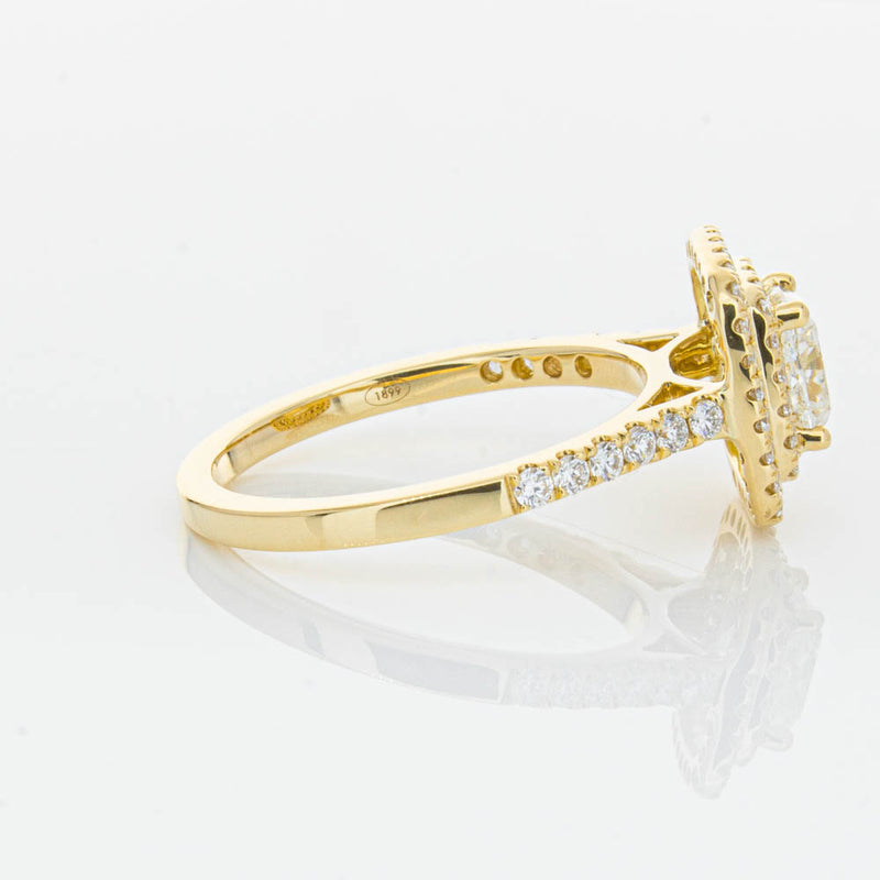 18ct Yellow Gold Cushion Cut Diamond Rosa Ring-Ring-Walker & Hall