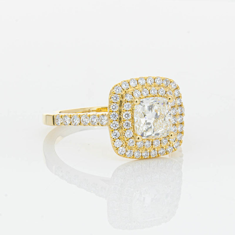 18ct Yellow Gold Cushion Cut Diamond Rosa Ring-Ring-Walker & Hall