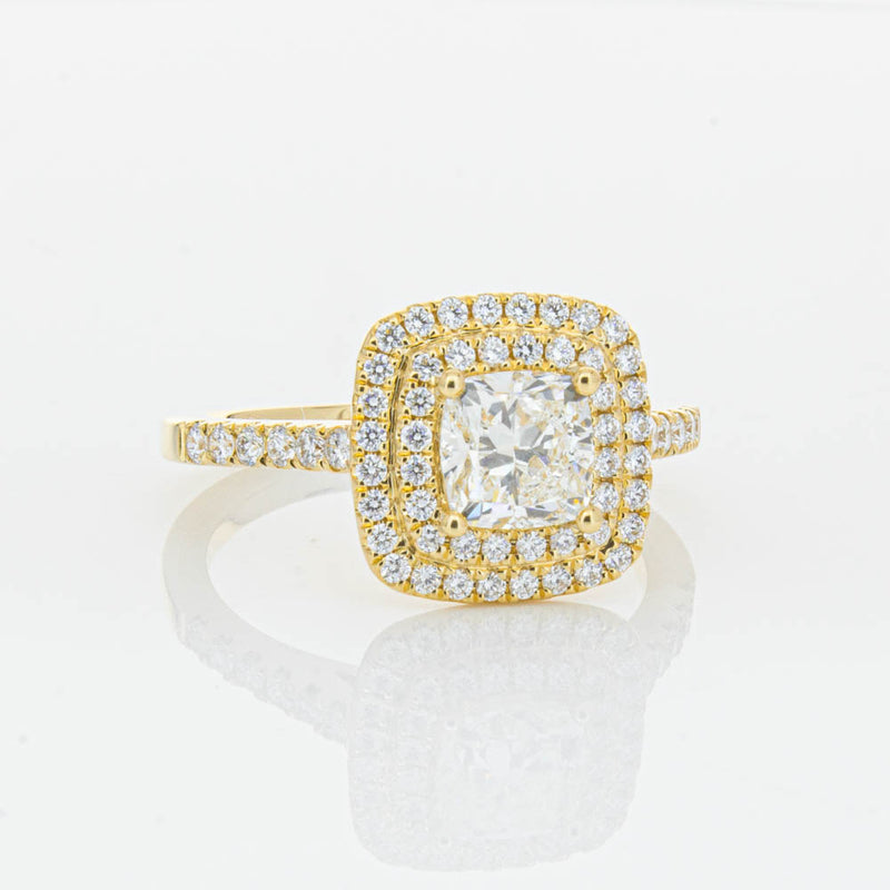 18ct Yellow Gold Cushion Cut Diamond Rosa Ring-Ring-Walker & Hall