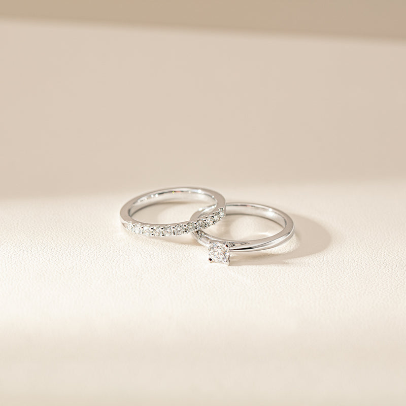 14ct White Gold .30ct Diamond Luna Ring-Ring-Walker & Hall