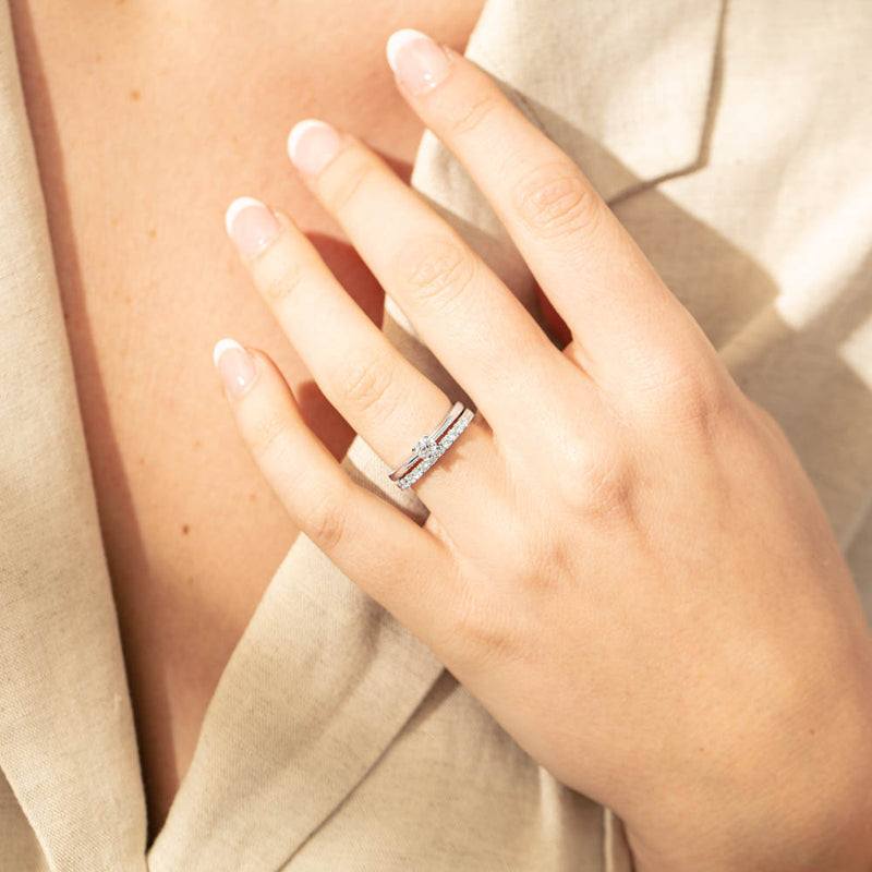 14ct White Gold .30ct Diamond Luna Ring-Ring-Walker & Hall